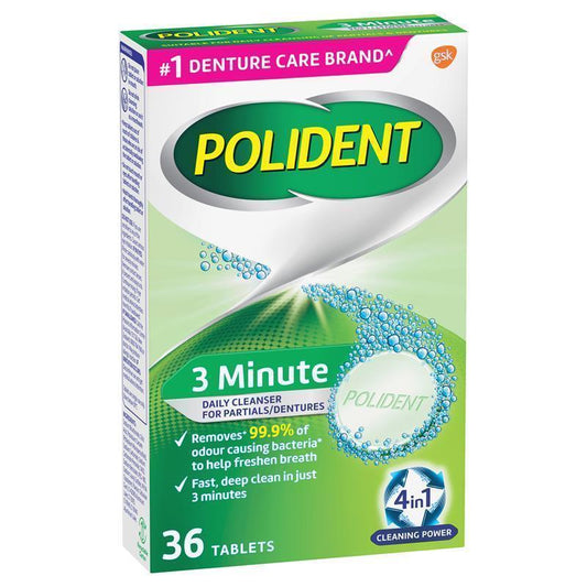 PRODUCTS - DENTURE CLEANSING TABLET (POLIDENT 36'S)